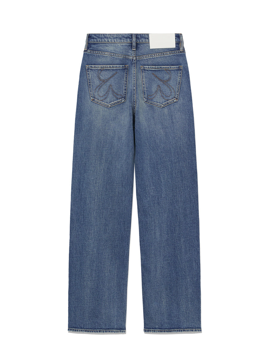 GLOWNY 90s High Rise Wide Leg Jeans (Long) (Ocean Blue)
