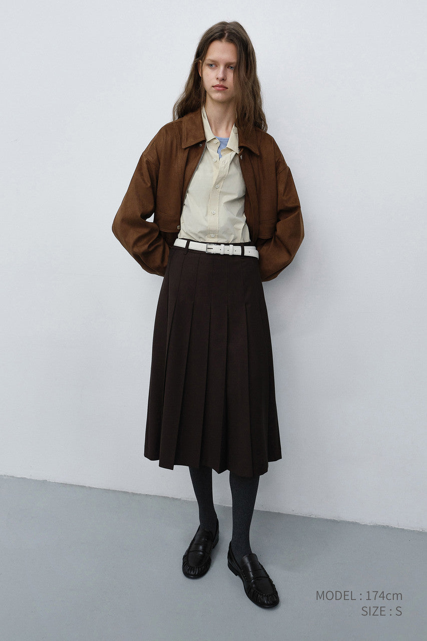 Dunst Pleats Long Skirt Brown