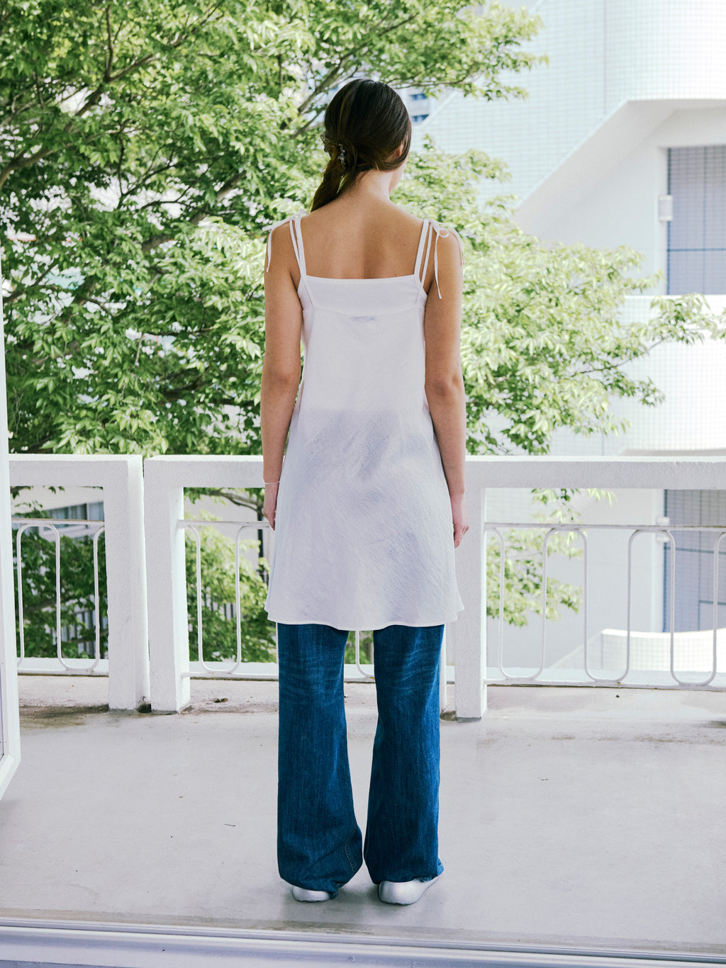 [Low Classic] Silky Floral Layered Dress_Off White