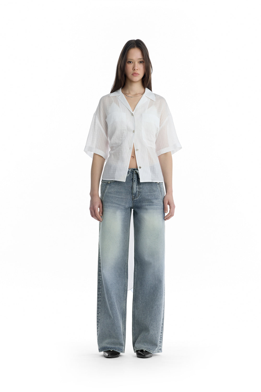 Treemingbird Tie Waist Shirt White