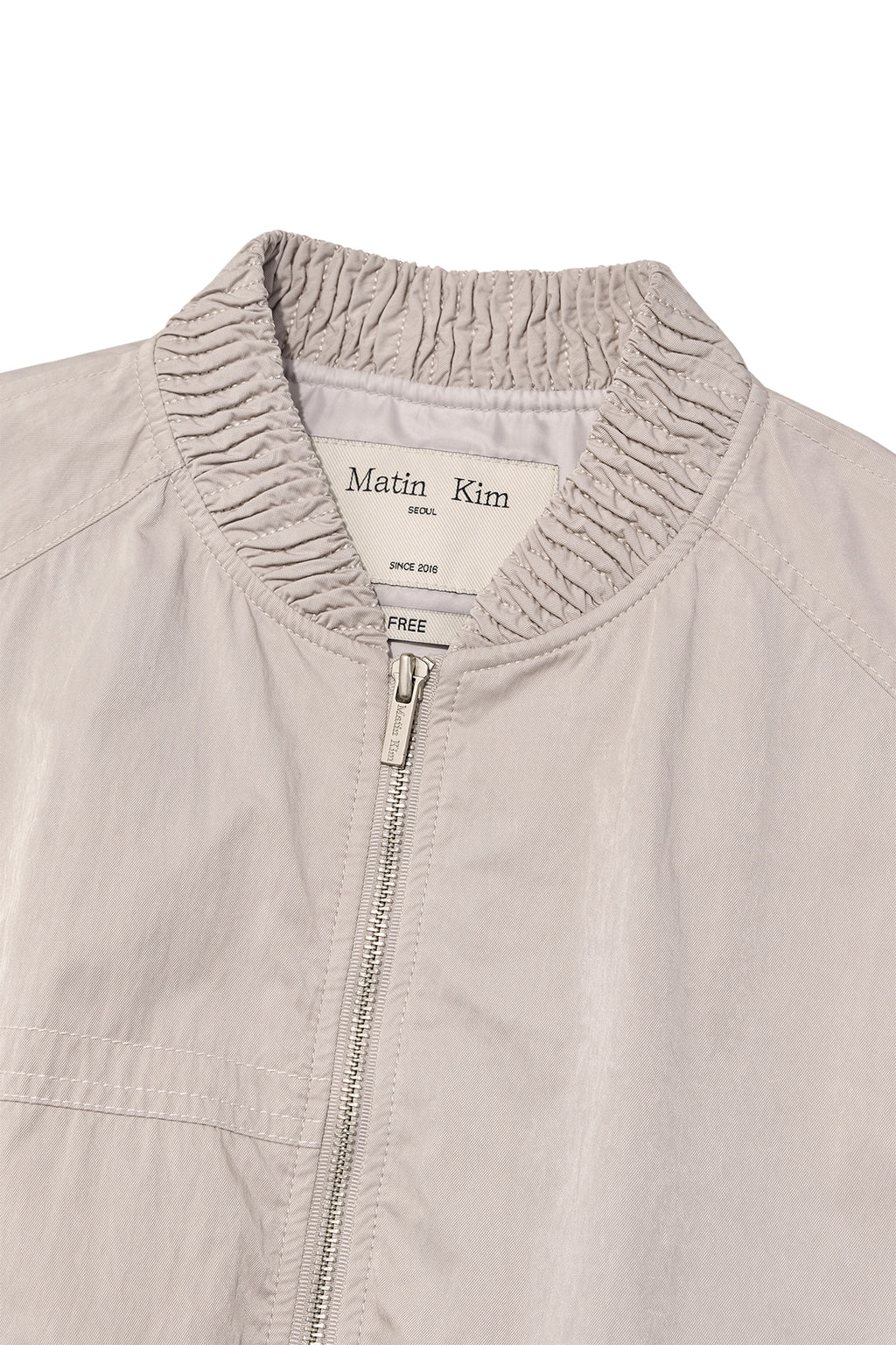 [matinkim] WASHED VOLUME BOMBER JUMPER IN LIGHT PINK
