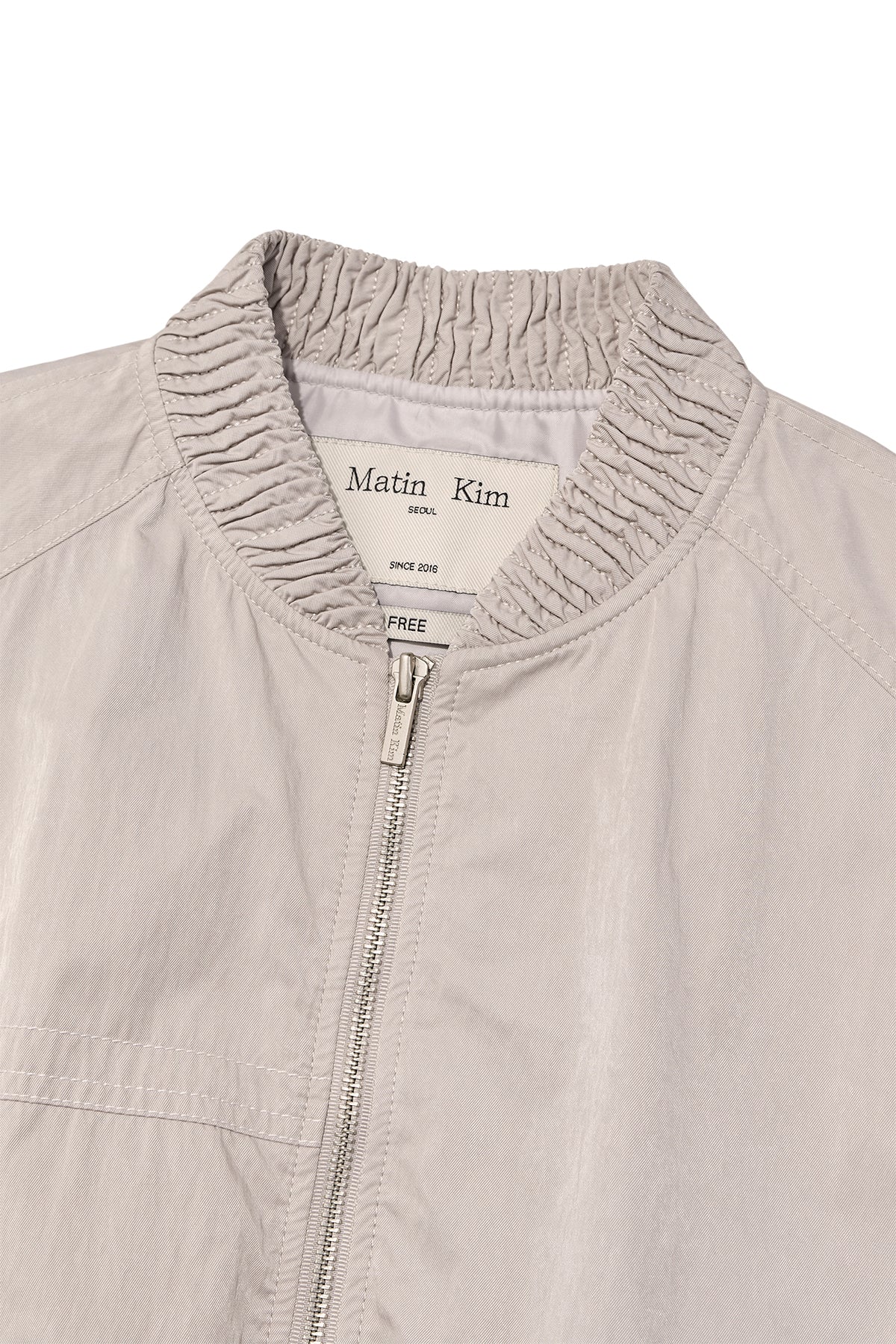 [matinkim] WASHED VOLUME BOMBER JUMPER IN LIGHT PINK