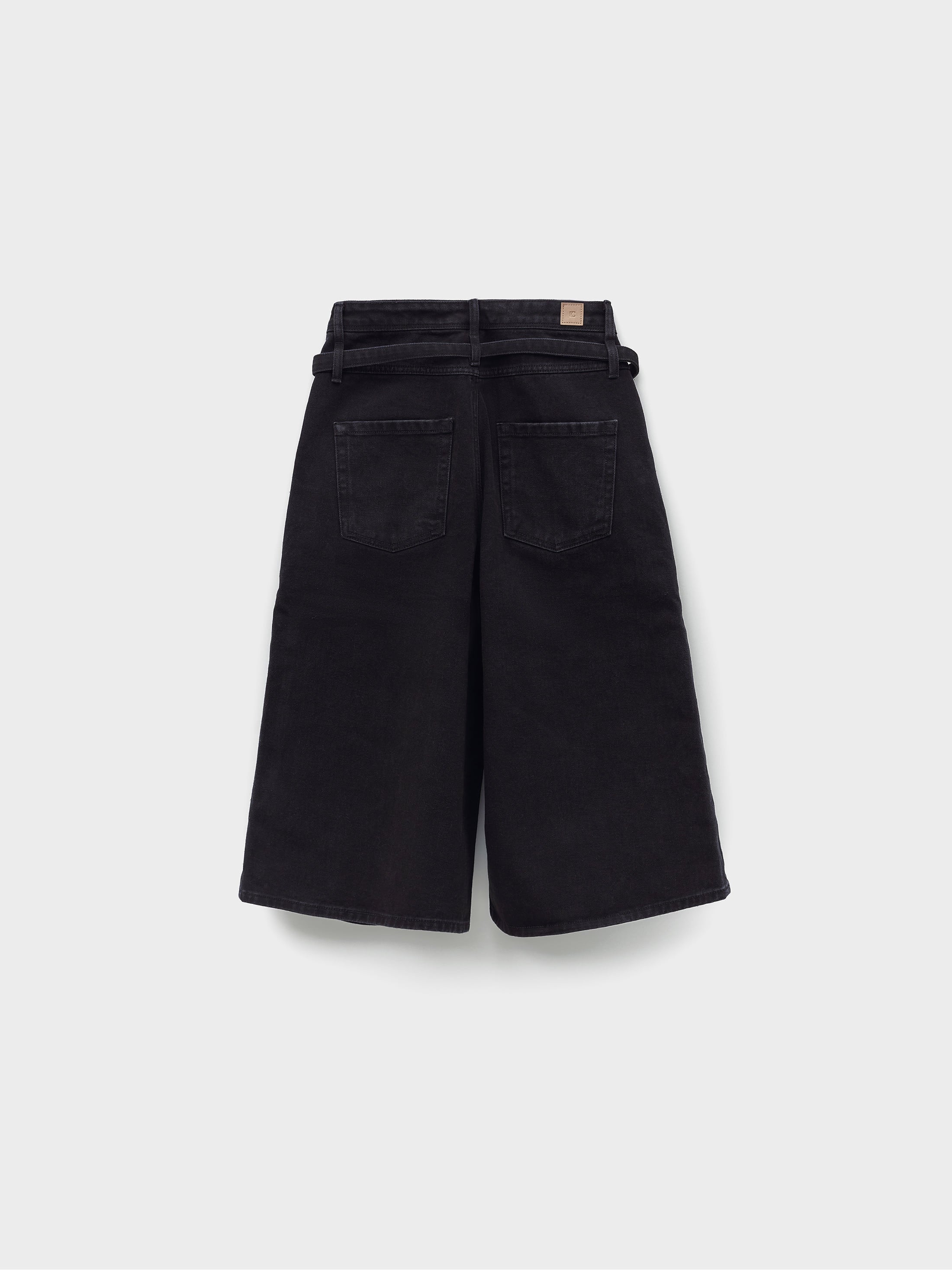 Low Classic Belted Denim Bermuda Pants Black