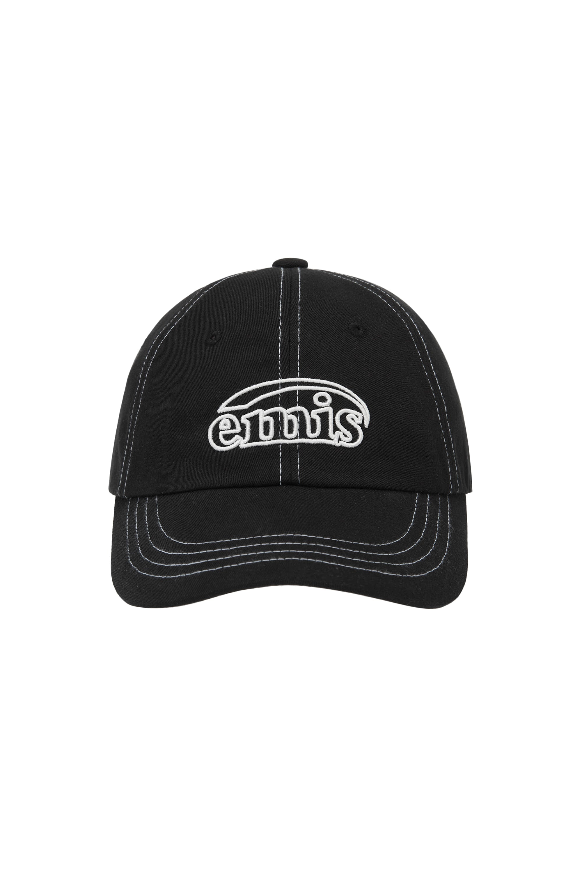 WHITE STITCH BALL CAP-BLACK
