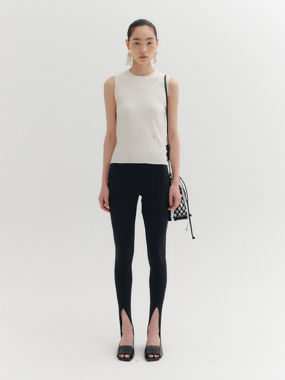 EENK Sleeveless Layered Knit Top - Ivory