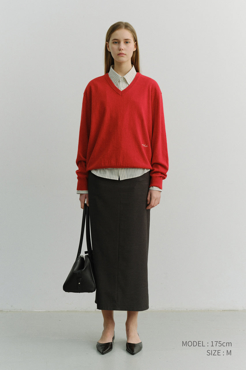 Dunst Unisex Soft V-Neck Sweater Tomato Red