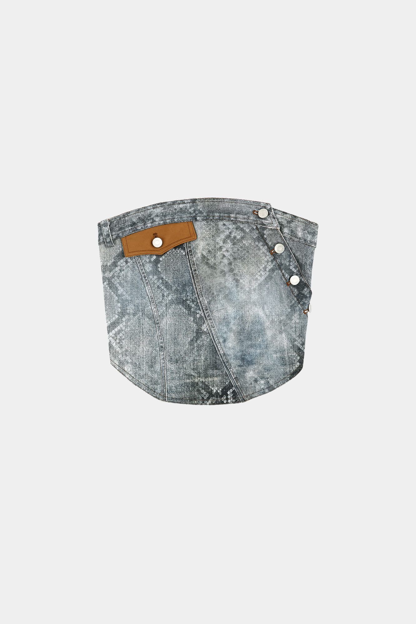 Andersson Bell Python Fade Denim Printed Twist Bustier