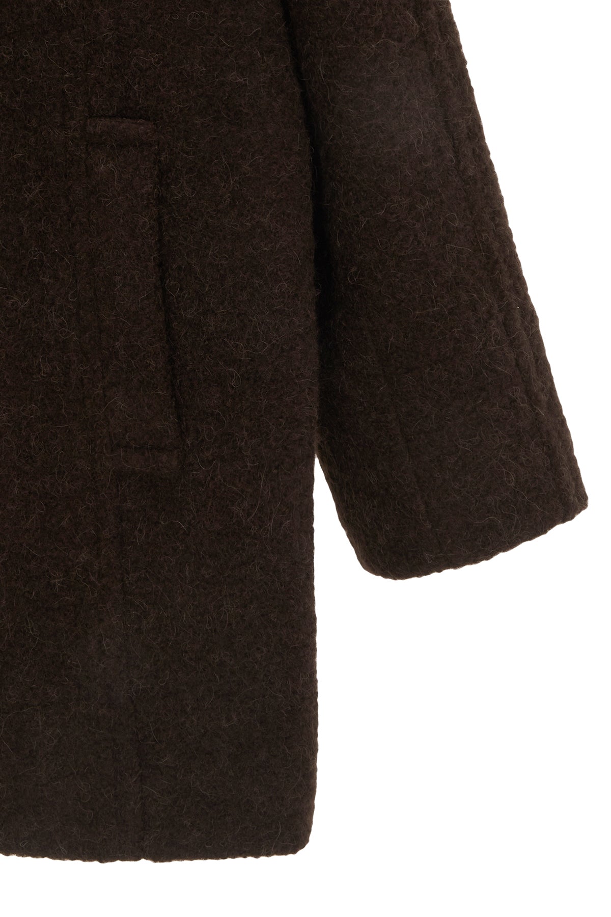 Matinkim Raglan Boucle Half Coat IN Dark Brown
