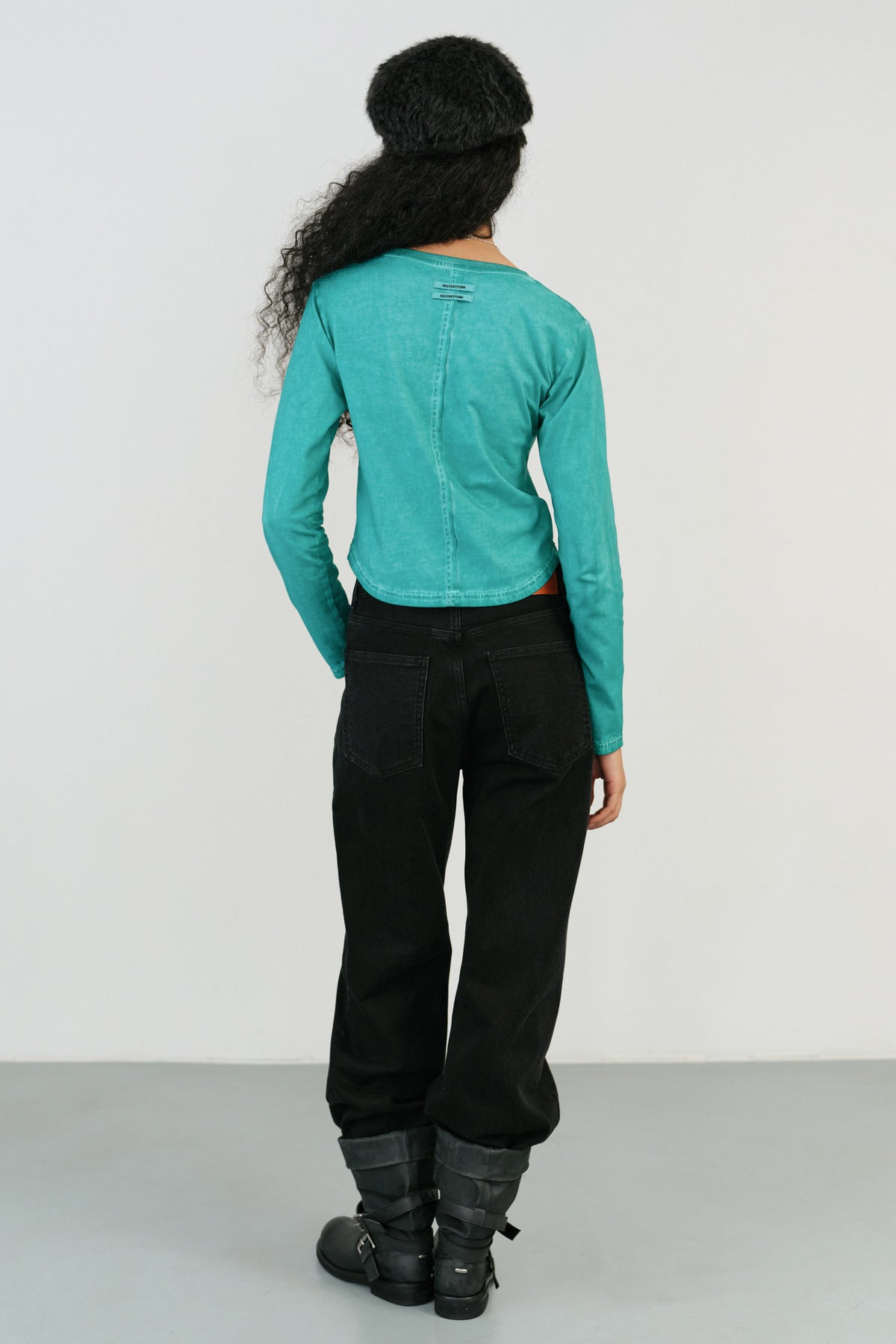 Instantfunk Pigment Cropped Tee - Cyan