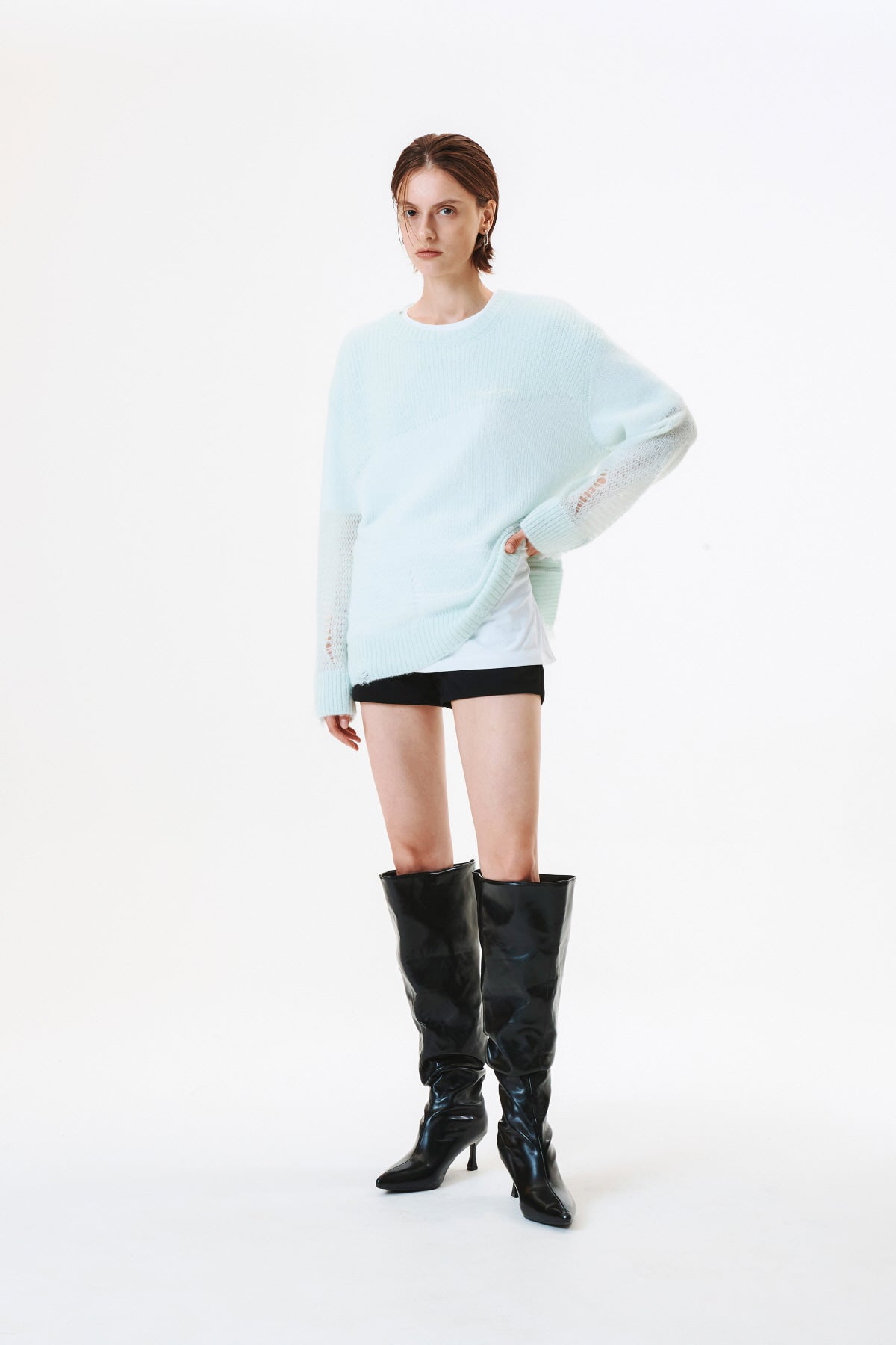 Matinkim Damage Detail Logo Pullover IN Mint