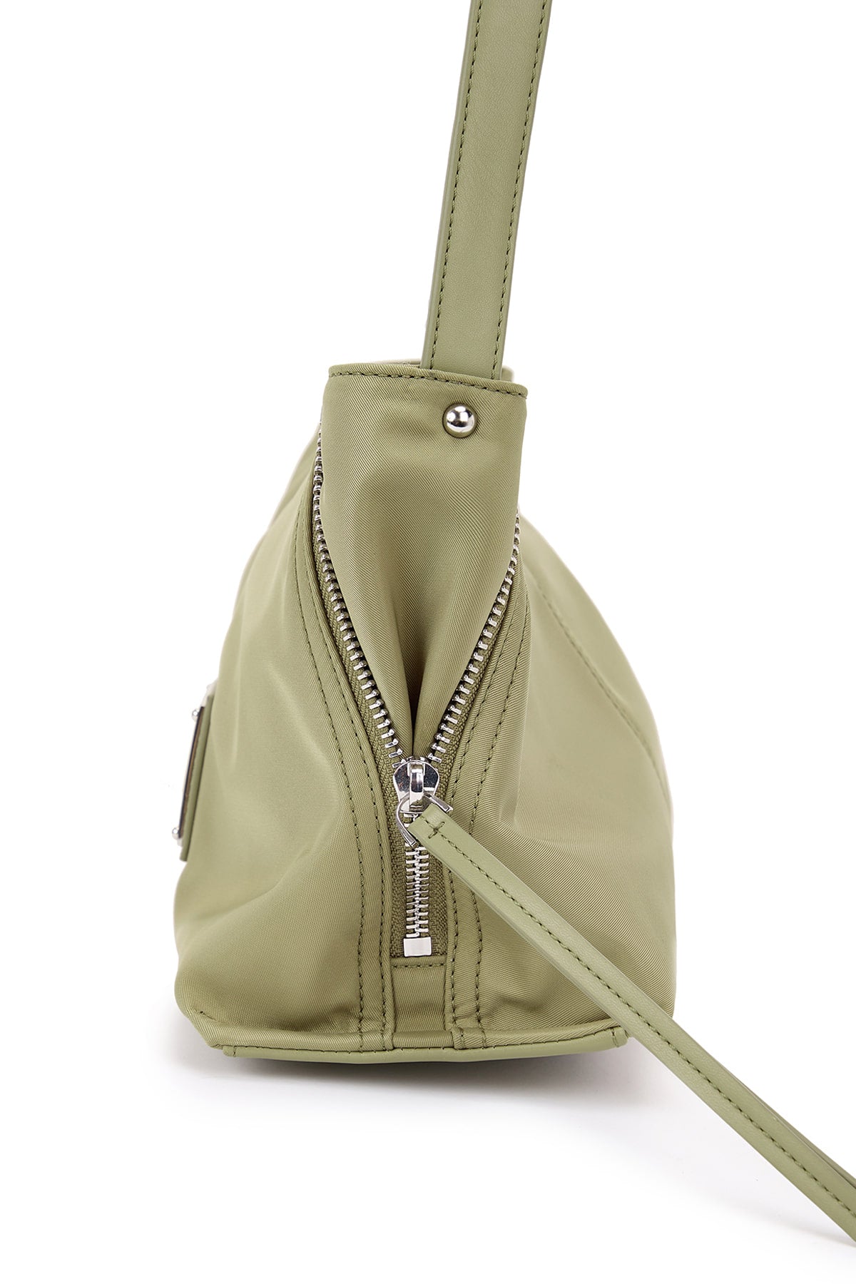 [matinkim] SIDE ZIPPER FABRIC TWO WAY BAG IN KHAKI
