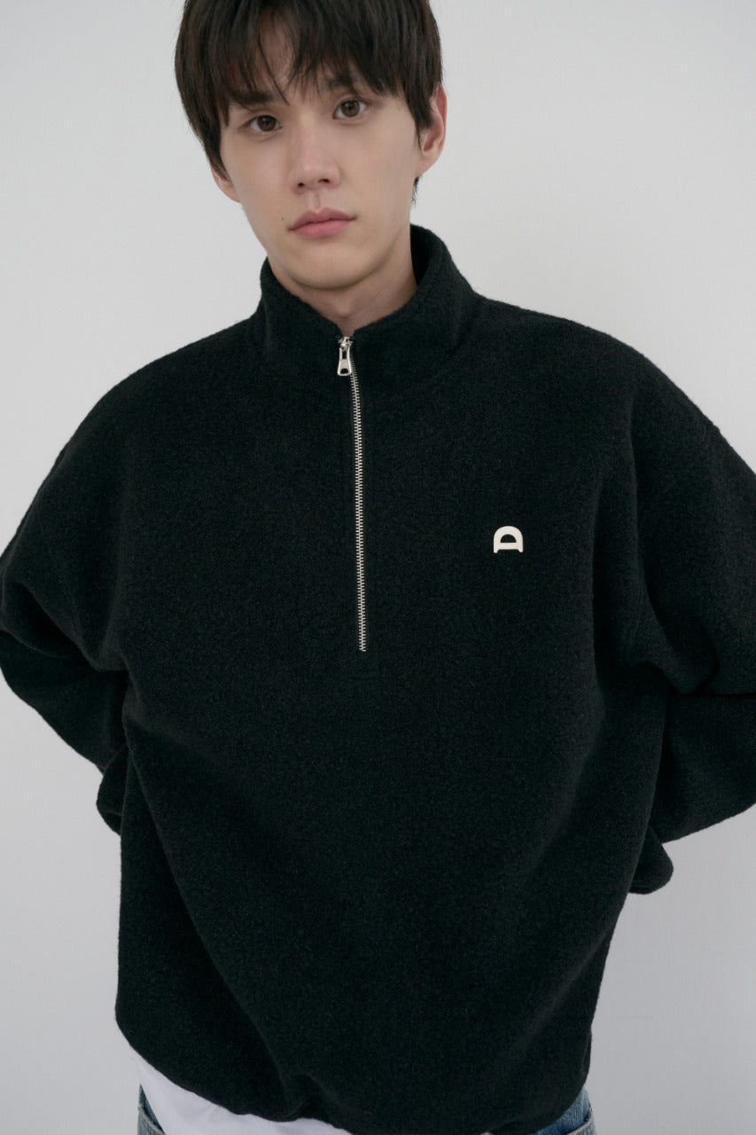 Dunst Unisex Half Zip-Up Fleece Sweatshirt Black