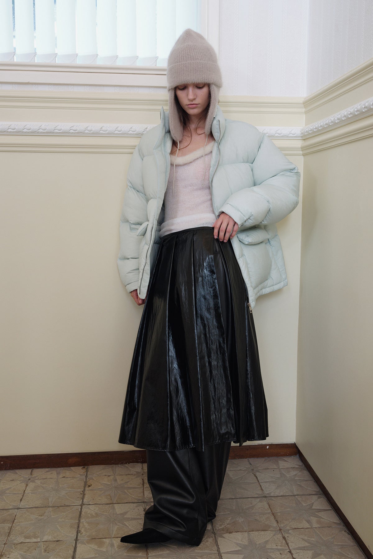 Overdueflair Leather Layered Wrap Skirt Coated Black