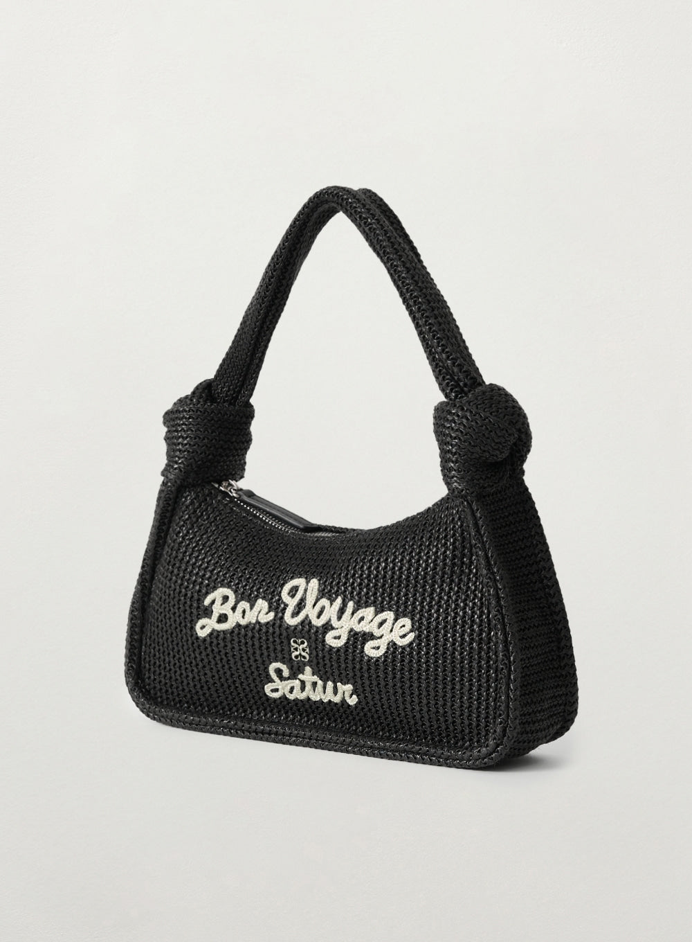[satur] Bon Voyage Raffia Shoulder Bag - Black