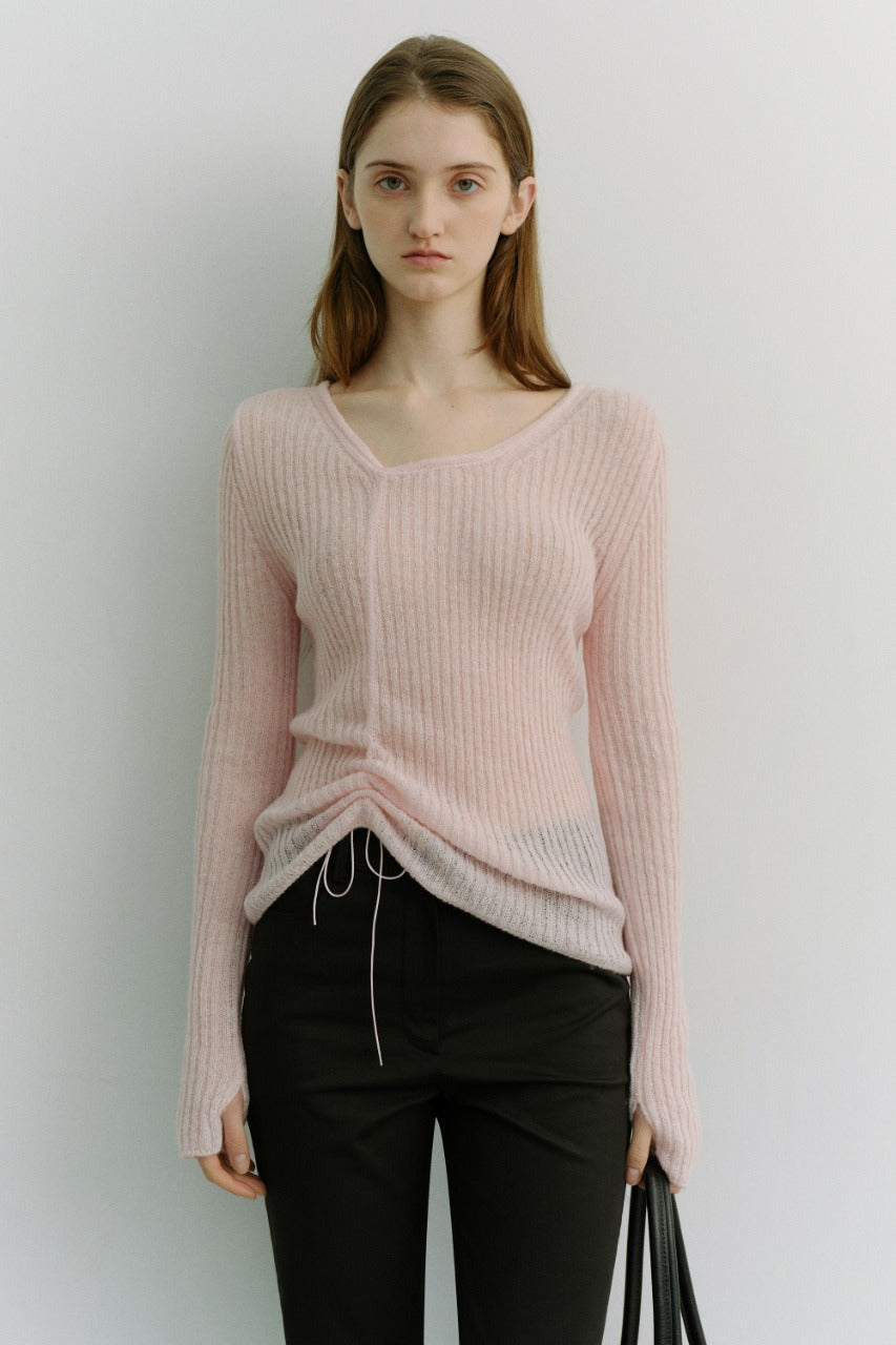 Dunst 2-Way Shirring Knit Top Soft Pink