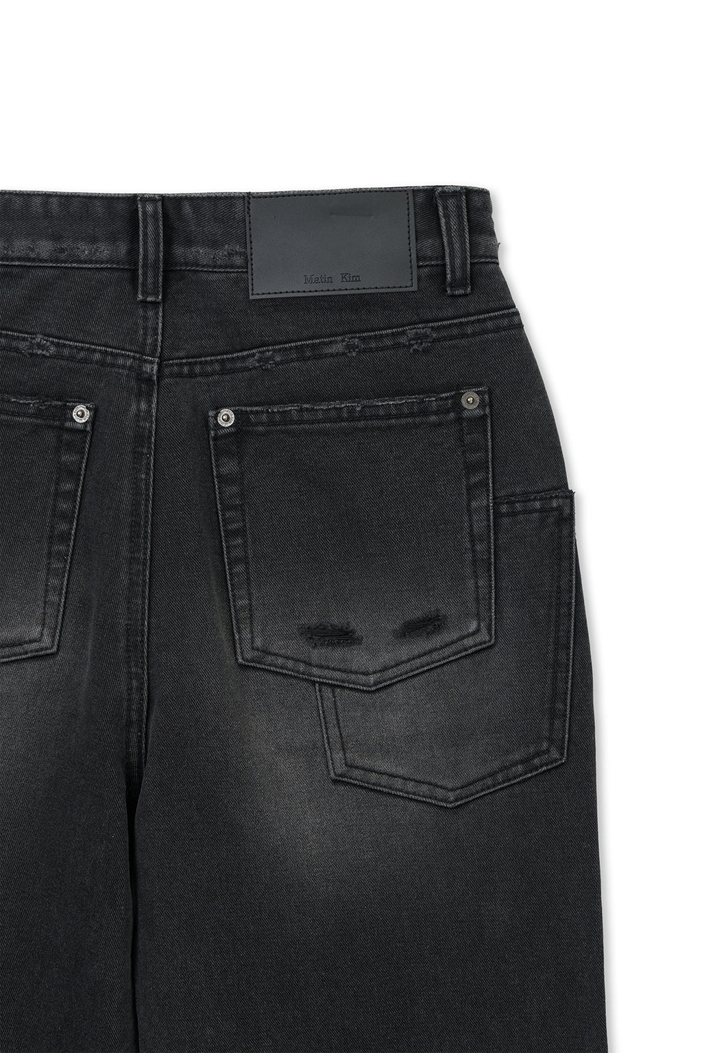 Matinkim Back Pocket Patch Destroyed Denim Pants IN Black