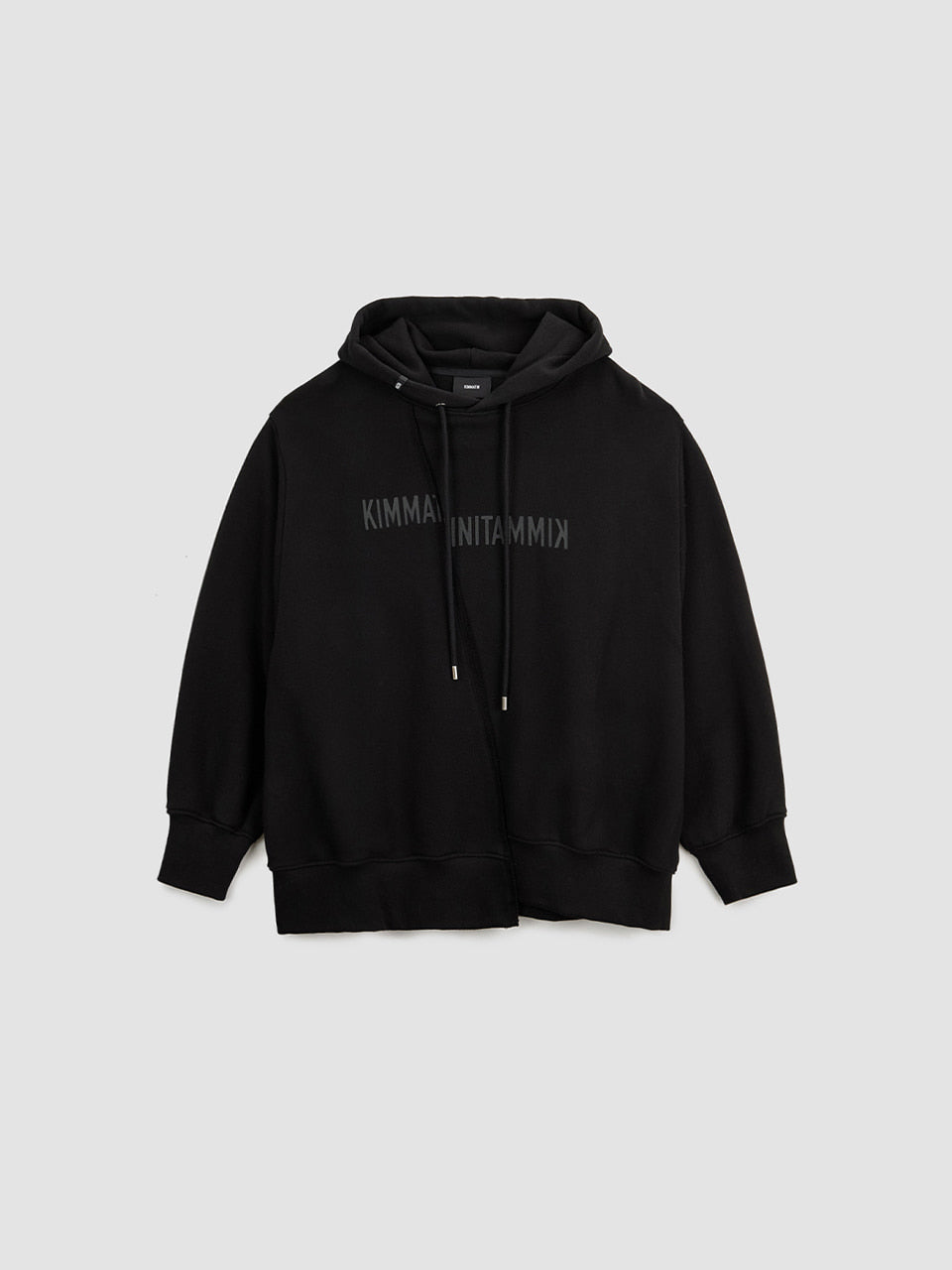 Matinkim Blurred Logo Raw Cut Oversize Hoody IN Black