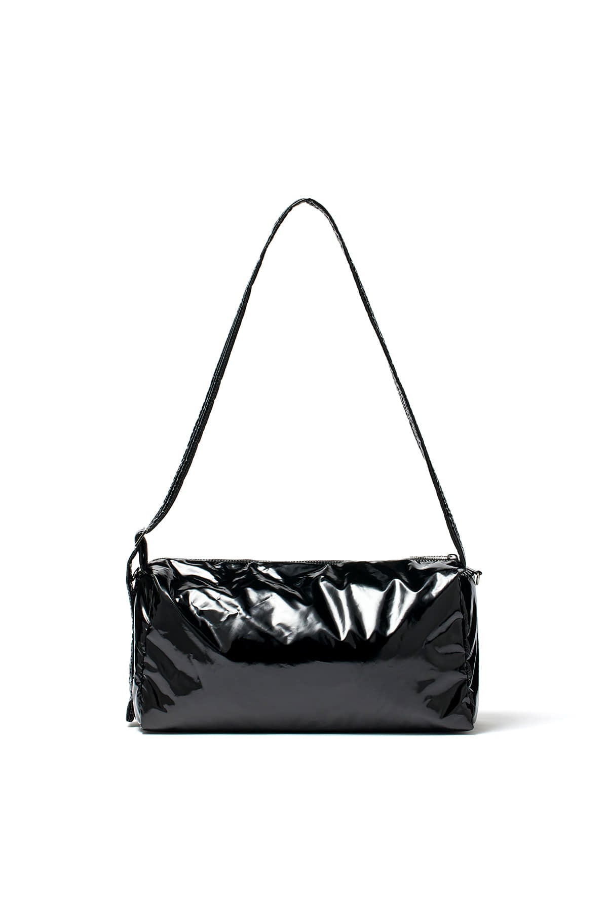 [matinkim] GLOSSY LOGO STITCH CROSS BAG IN BLACK