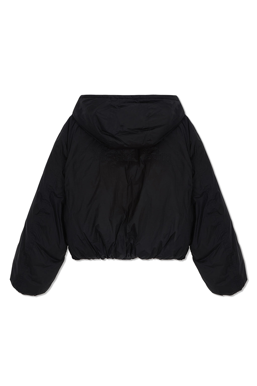 [matinkim] BACK LOGO HOODY SHORT DOWN JUMPER IN BLACK