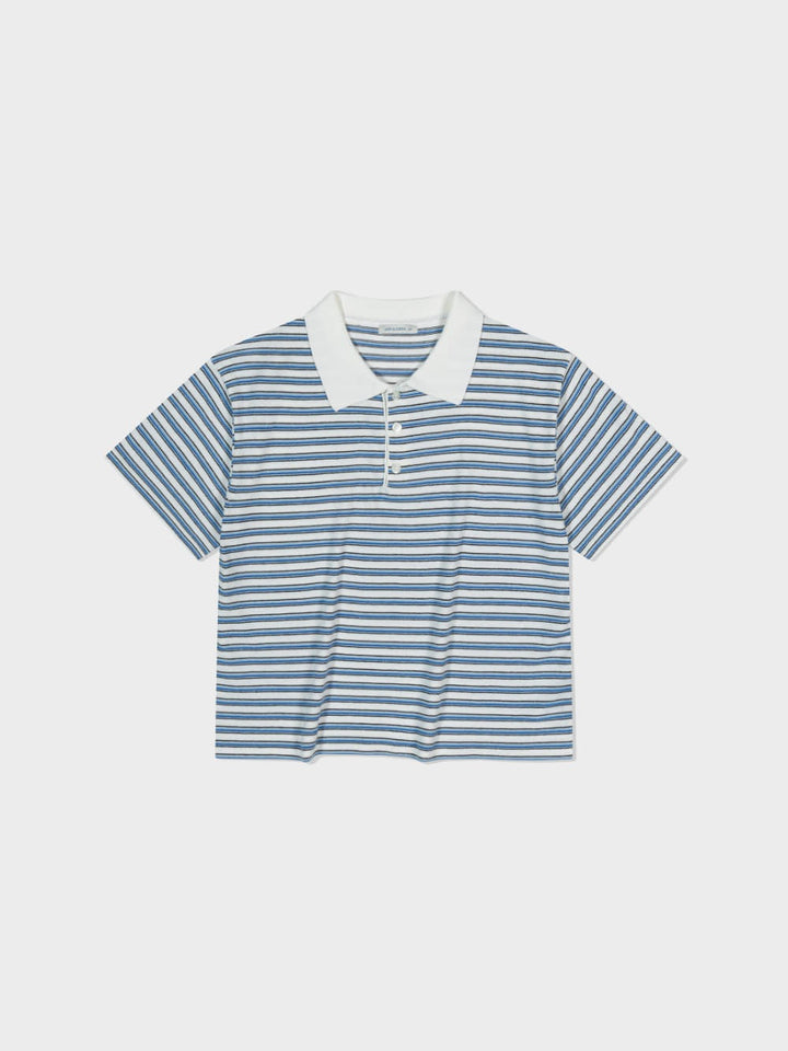 Low Classic Striped Polo Sweater Ivory