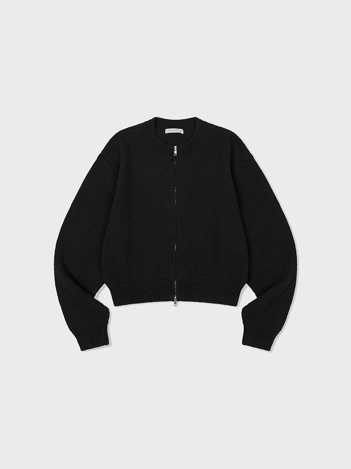 Low Classic Cotton Zip-Up Cardigan Black