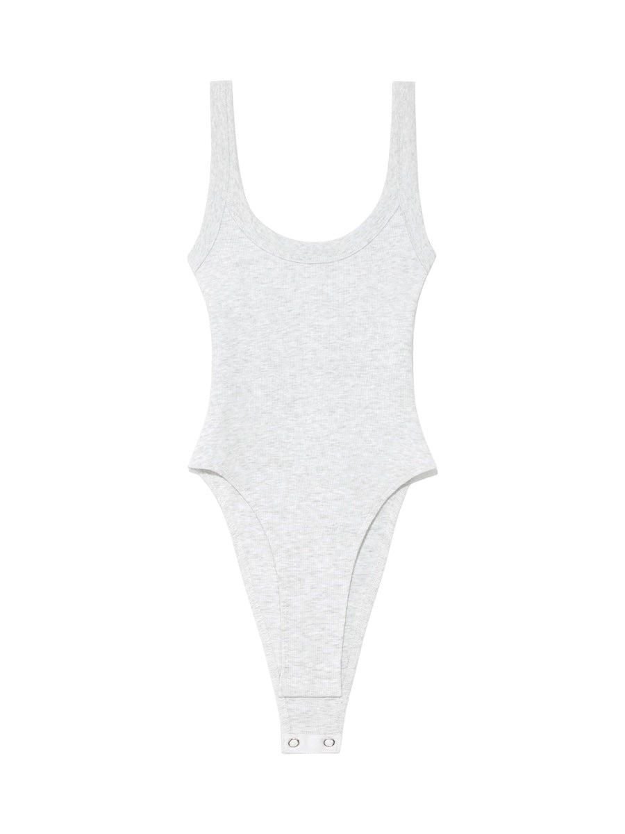 GLOWNY G Scoop Neck Bodysuit (White Melange)