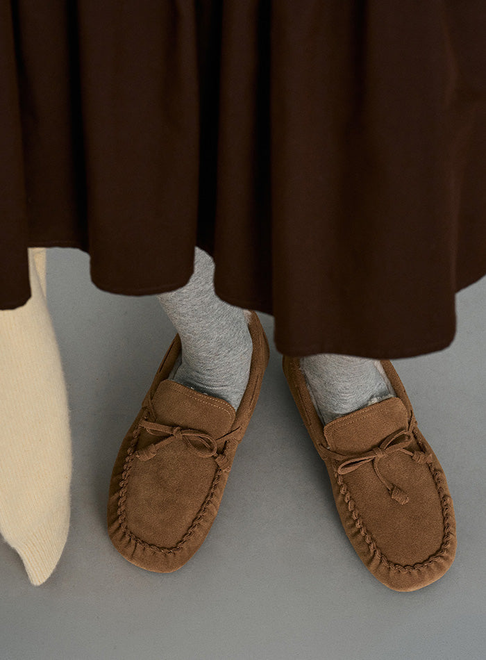 Mango Maniplease Boco Shearling Moccasin Chestnut