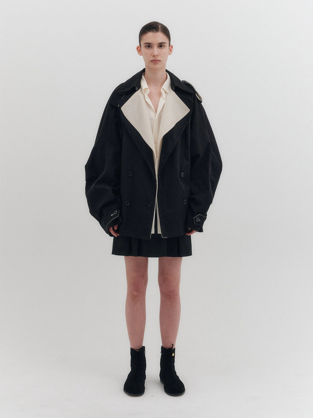 EENK Half Trench Coat - Black