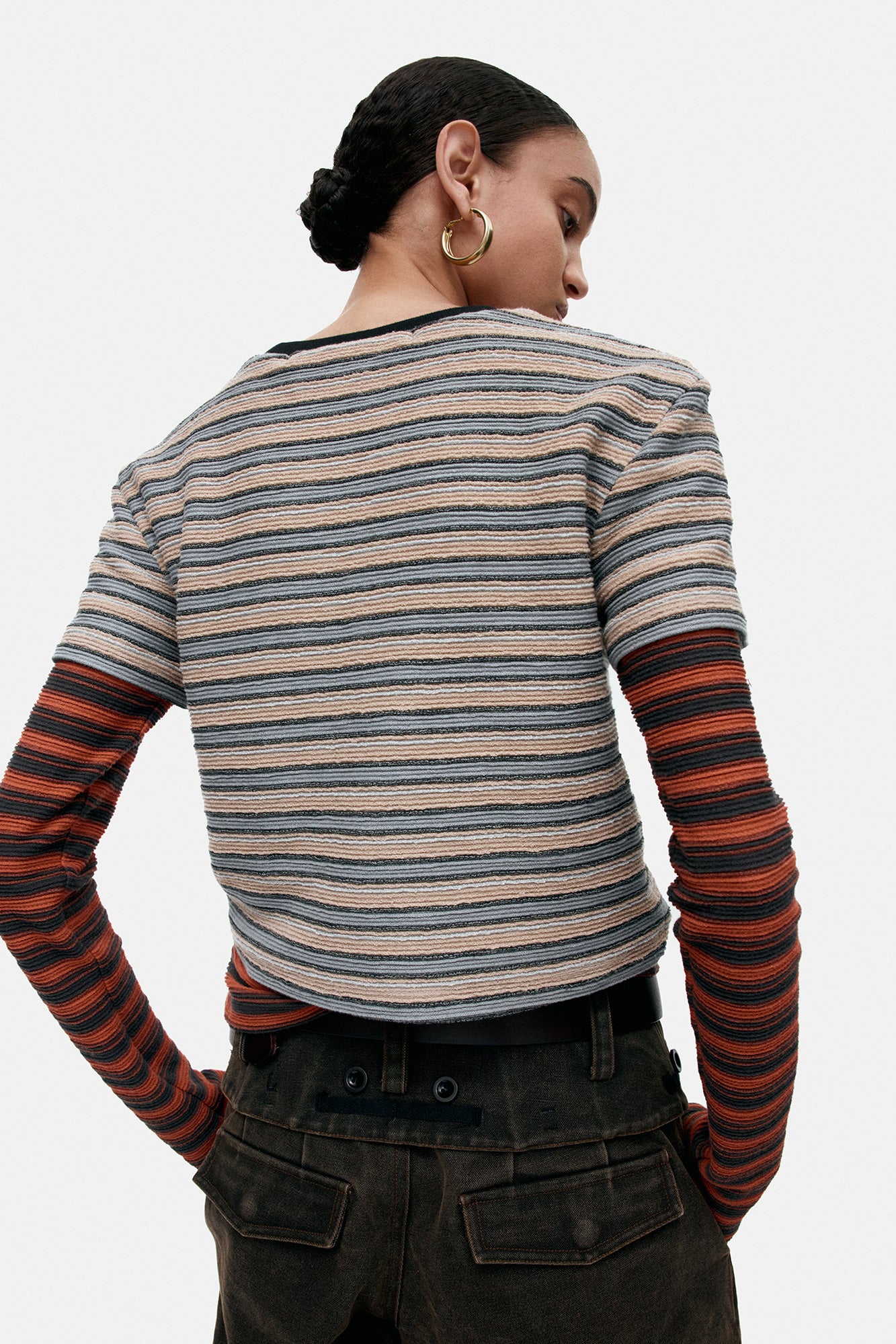 Andersson Bell Multi Stripe LS T-Shirts / Brick)