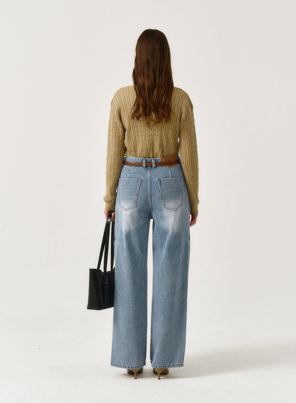 [satur] (W) Winsome Basic Cable Collar Knit - Organic Beige