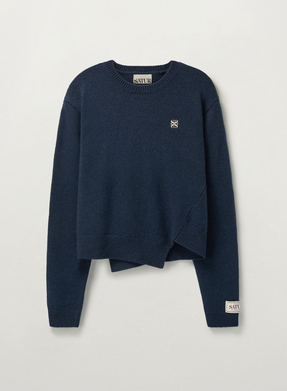 [satur] (W) Dublin Unbalanced Cashmere Blend Knit - Classic Navy