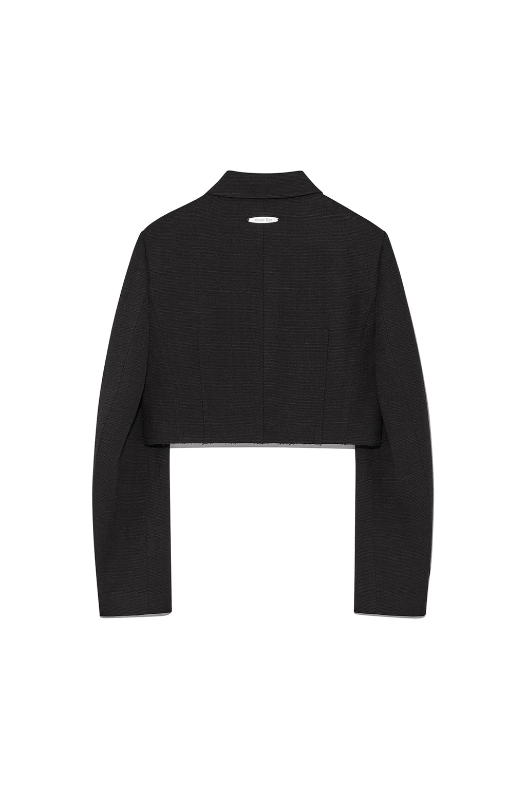 [matinkim] STRIPE HERRINGBONE POCKET CROP JACKET IN BLACK