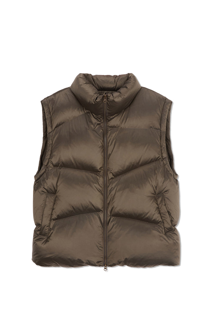 Matinkim Unbalance Quilted Down Vest For Men IN Khaki Brown