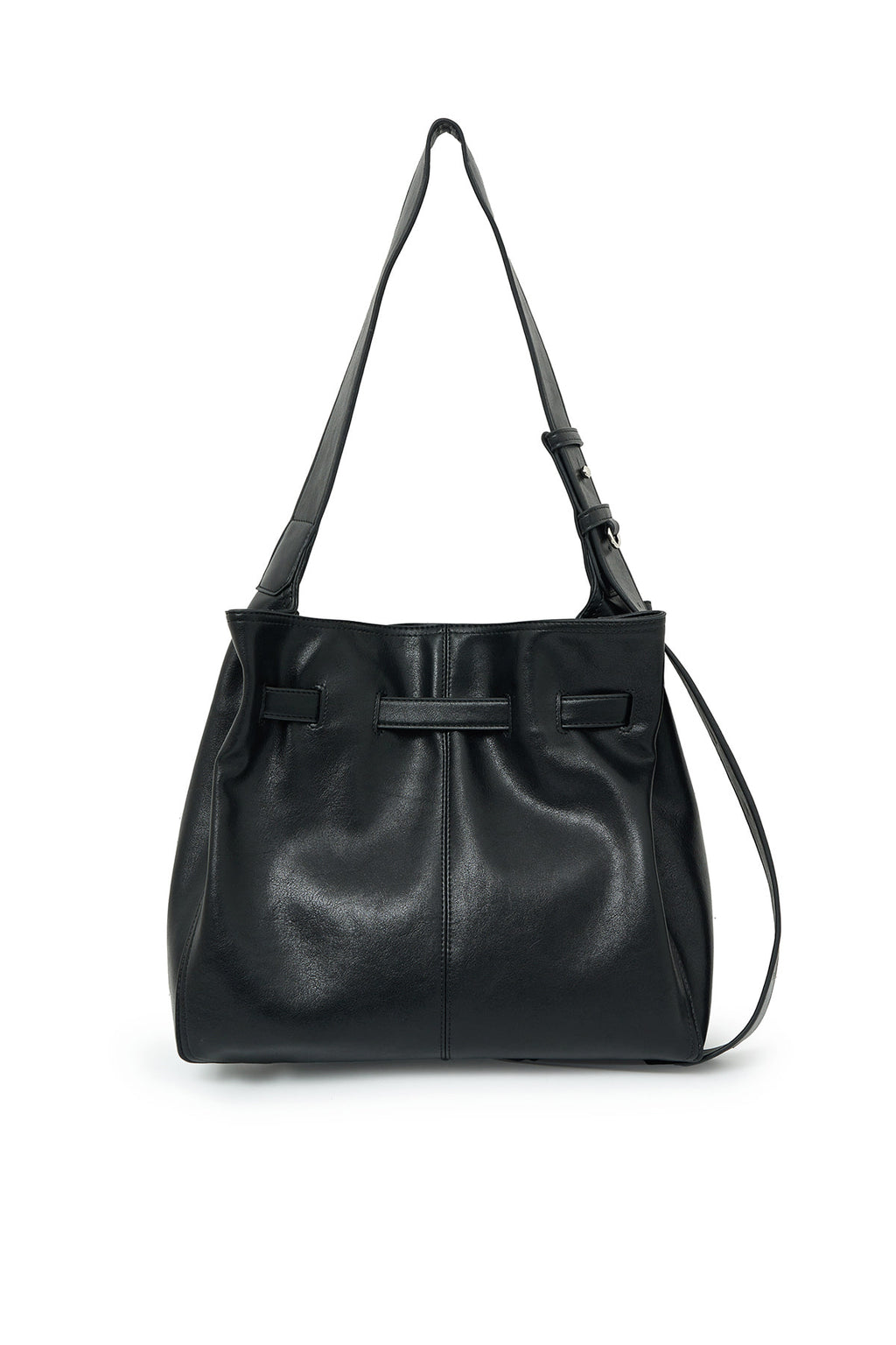 Matinkim Belted Volunn Mid Bucket Bag IN Black