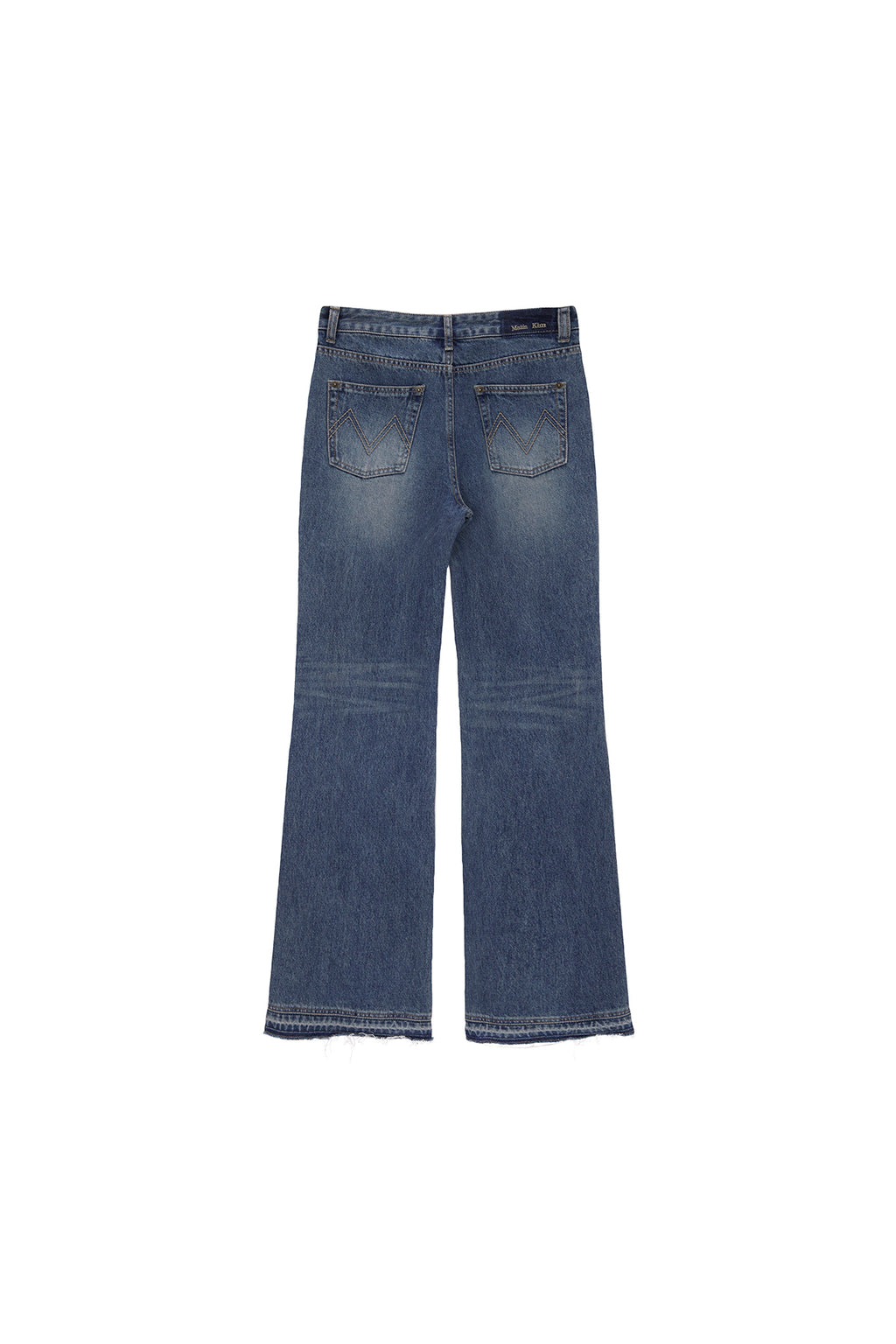 [matinkim] SEMI BOOTS CUT DAMAGE DENIM PANTS IN BLUE