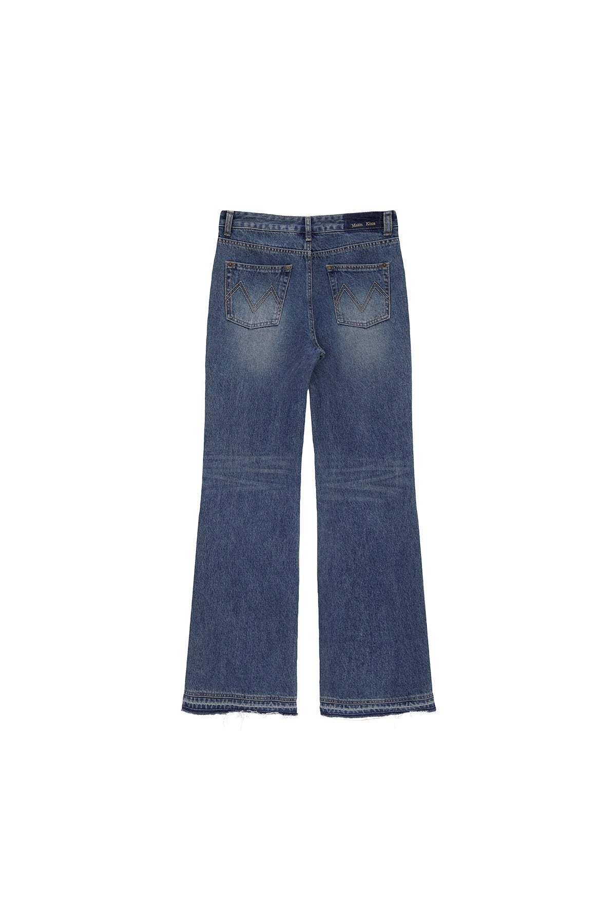 [matinkim] SEMI BOOTS CUT DAMAGE DENIM PANTS IN BLUE