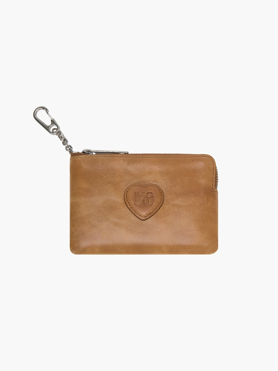 Margesherwood Heart Zipper Wallet saddle brown pull-up
