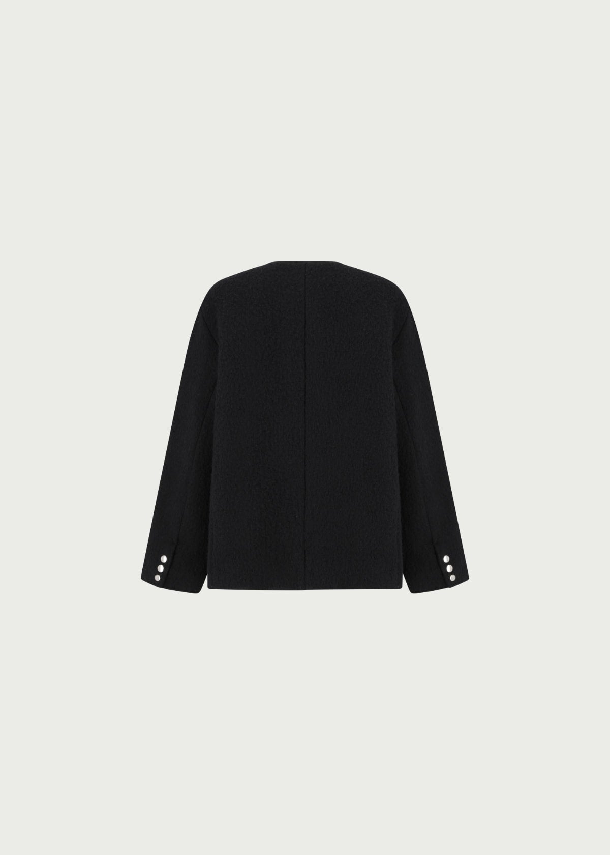 Depound boucle wool collarless jacket - black