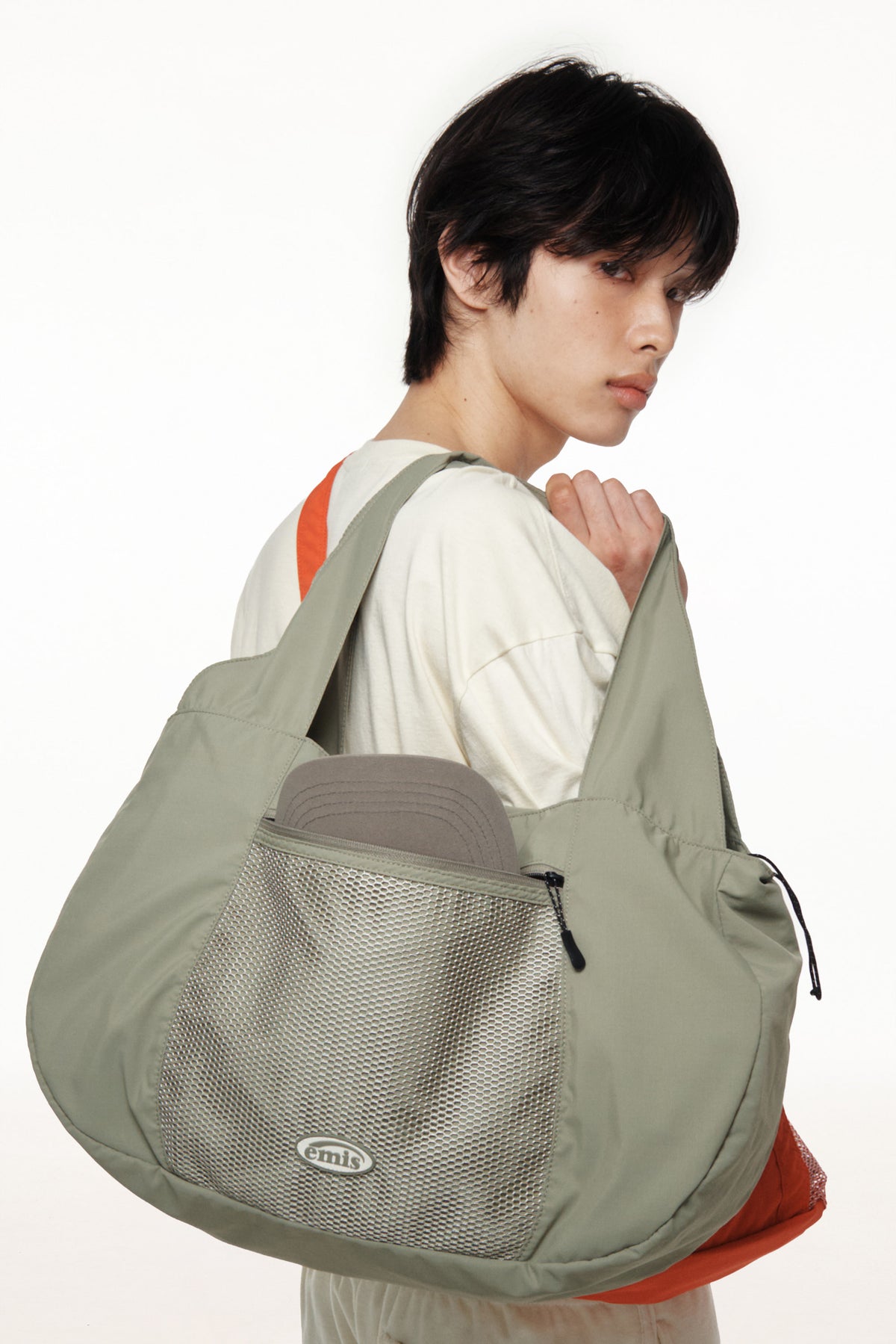 Emis Mesh Nylon Shoulder Bag-Olive