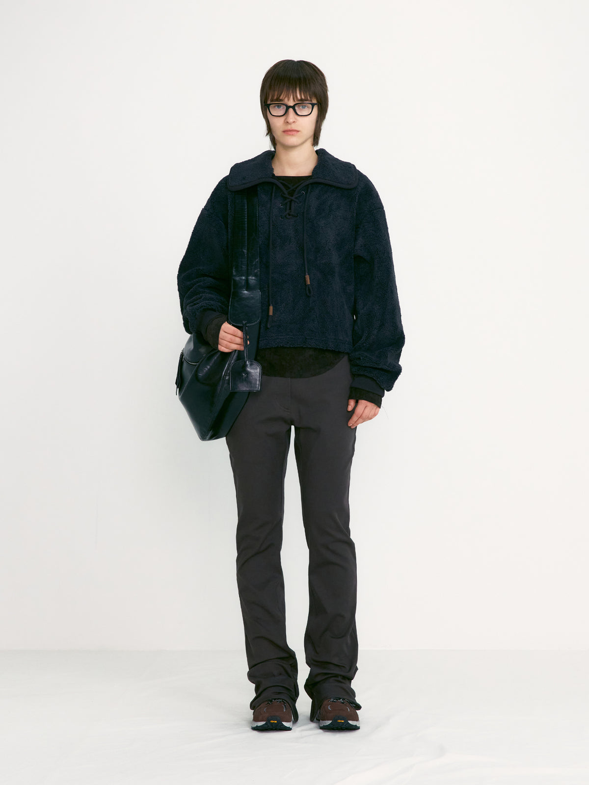 Low Classic Fleece Lace Up Anorak Charcoal