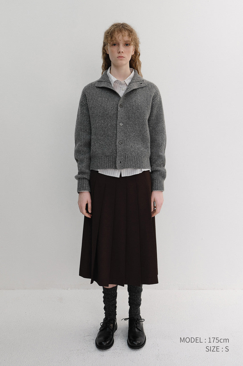 Dunst Unisex High Neck Button Cardigan Melange Grey