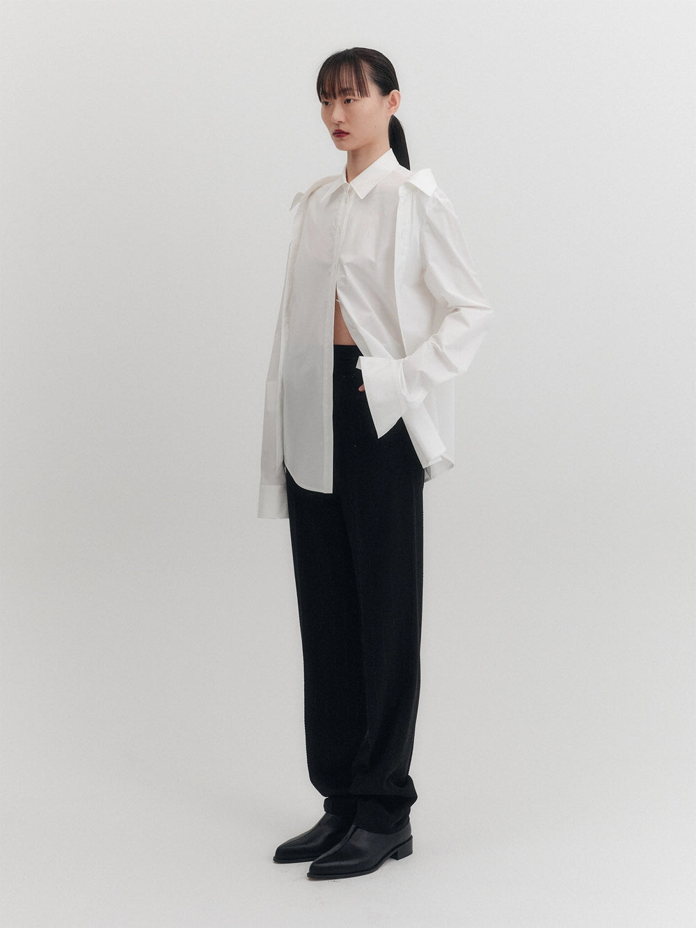 EENK Double Collar Transformable Shirt - White