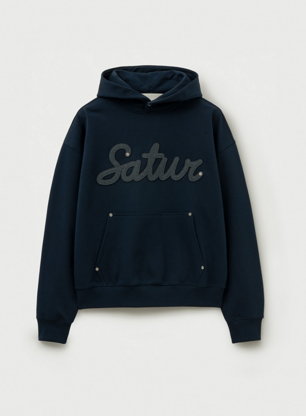[satur] Lugo Applique Rivet Hoodie - Navy