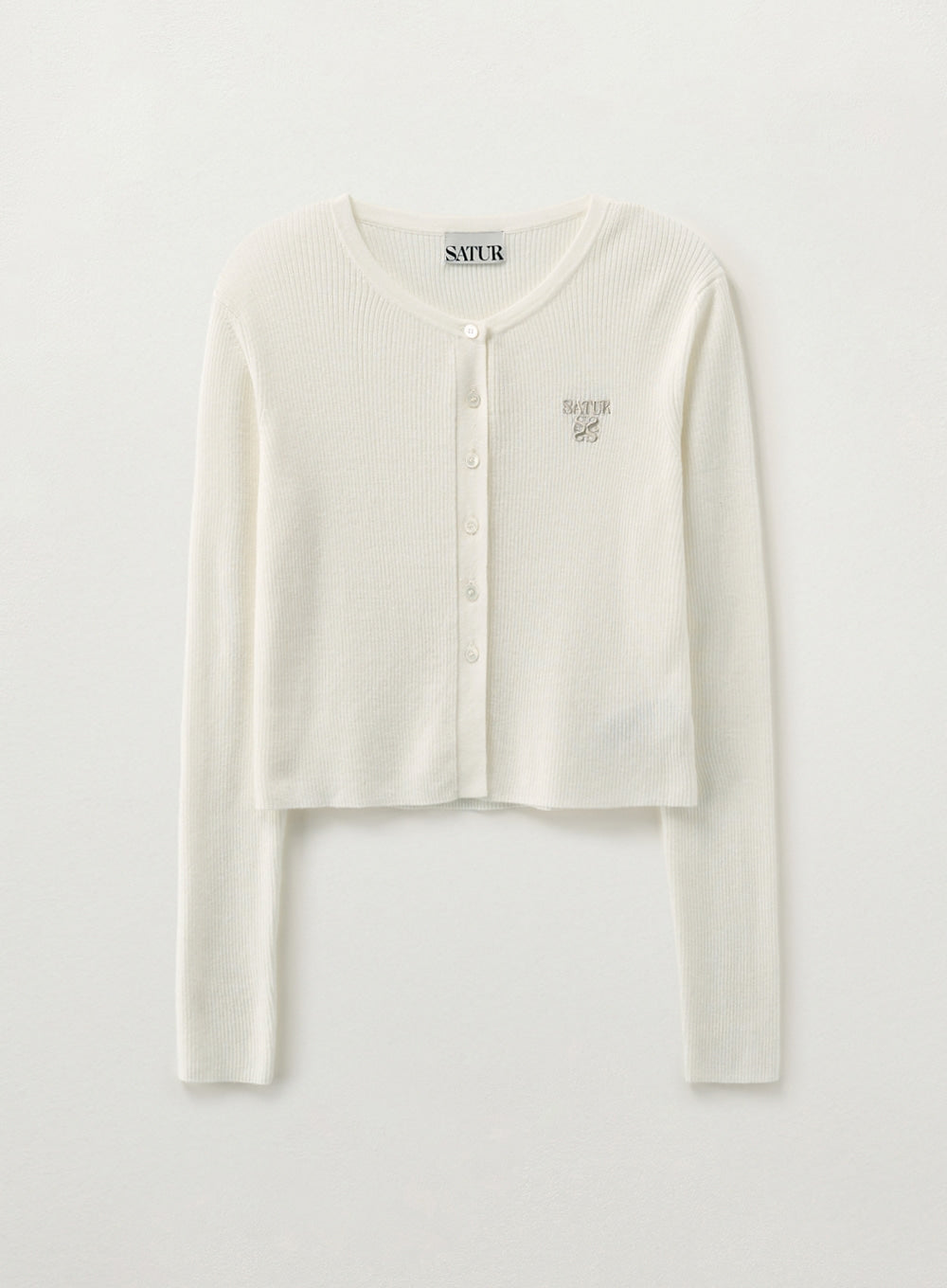 [satur] (W) Plain Long Sleeve Cardigan - Cream