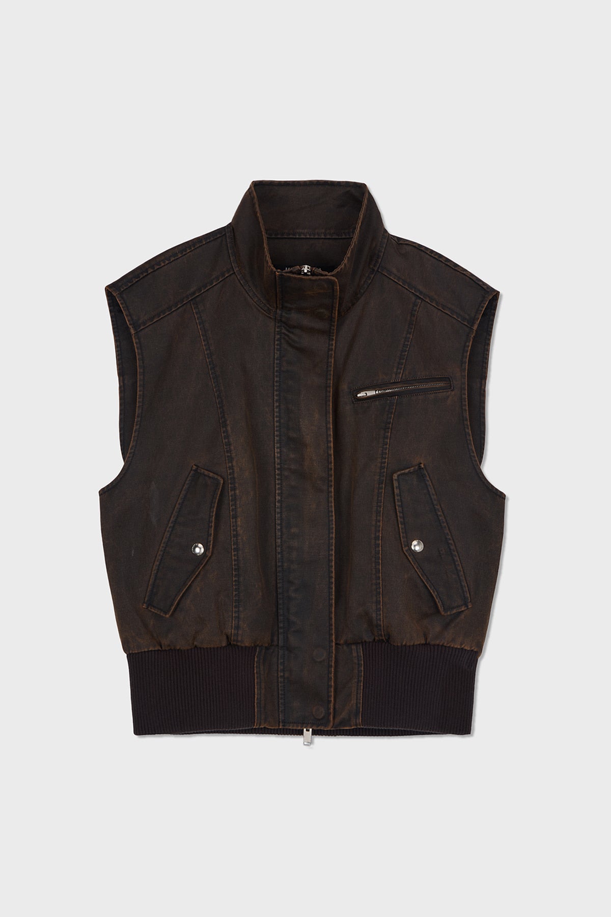 Matinkim Washed Blouson Vest IN Brown