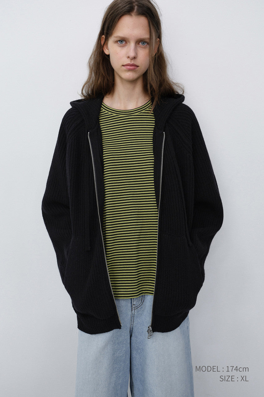 Dunst Unisex Hooded Knit Cardigan Black