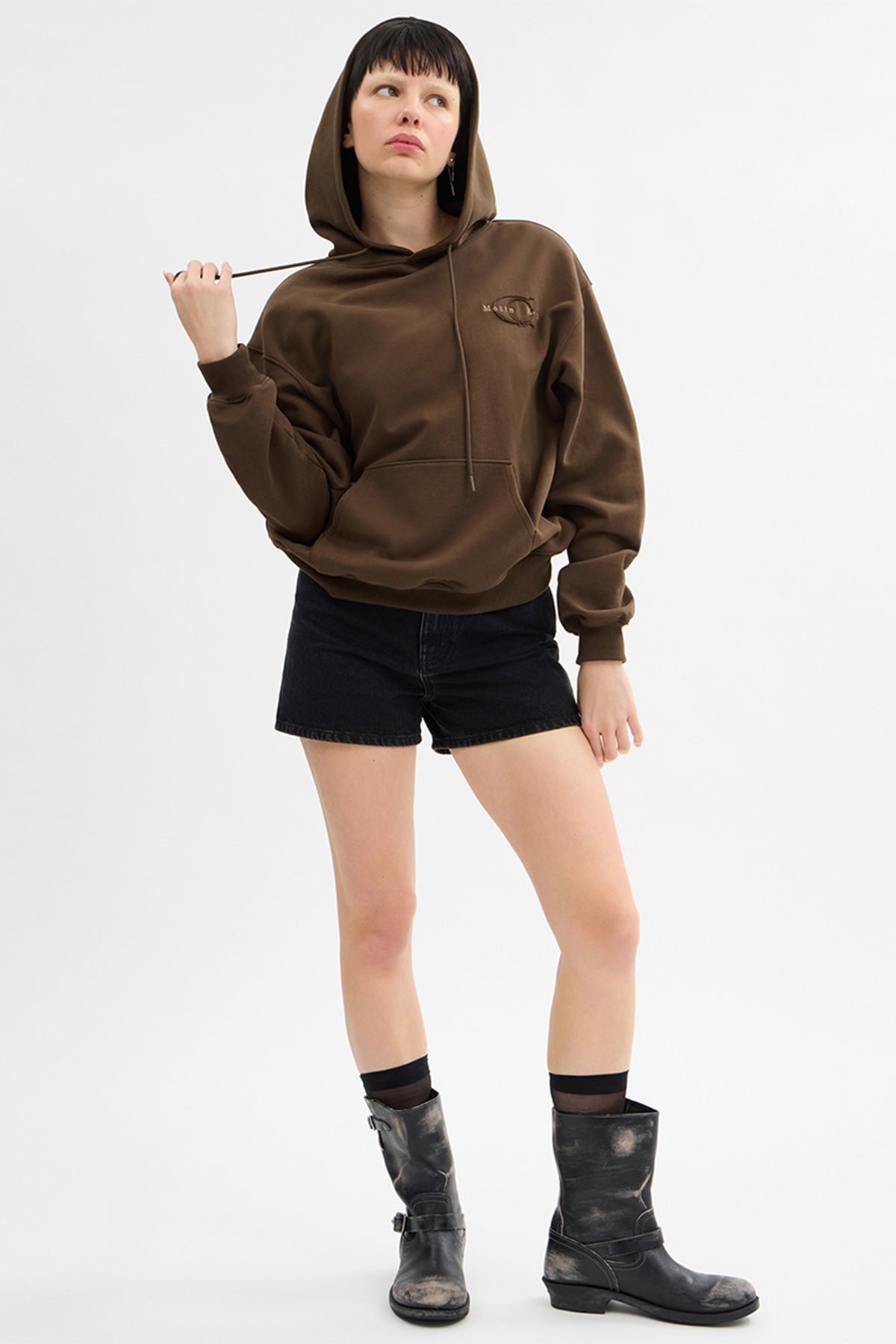 Matinkim Matin Kim X Coach Logo Embroidery Hoodie IN Brown