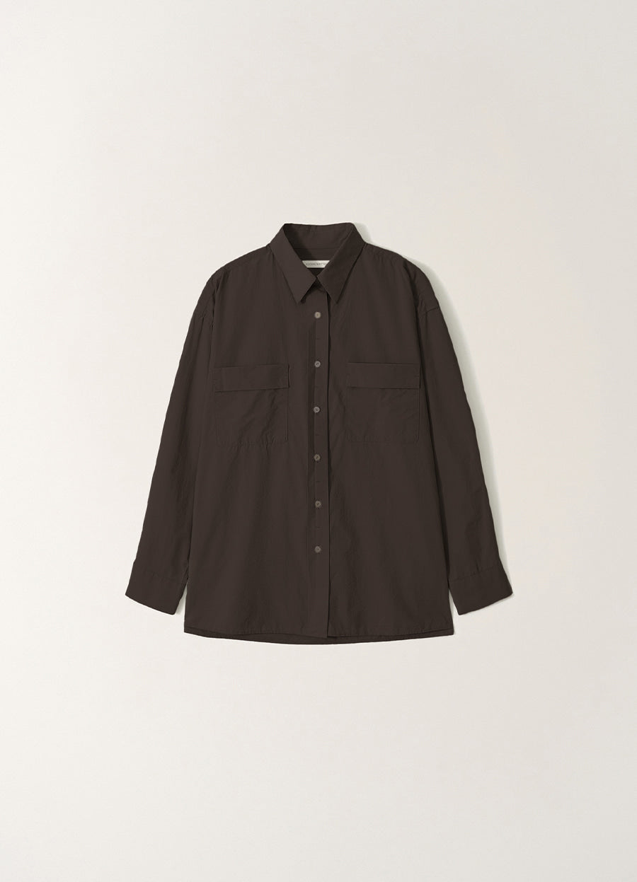Nothing Written Double pocket cotton shirt (Dark brown)