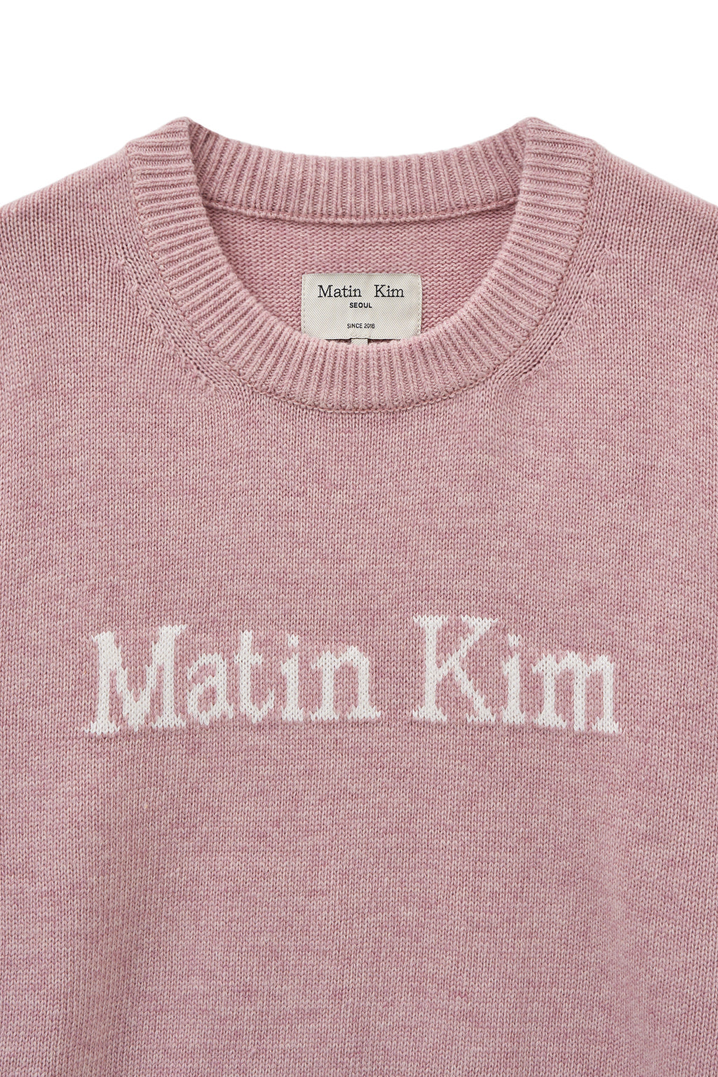[matinkim] COLOR TRIM LINE LOGO PULLOVER IN PINK