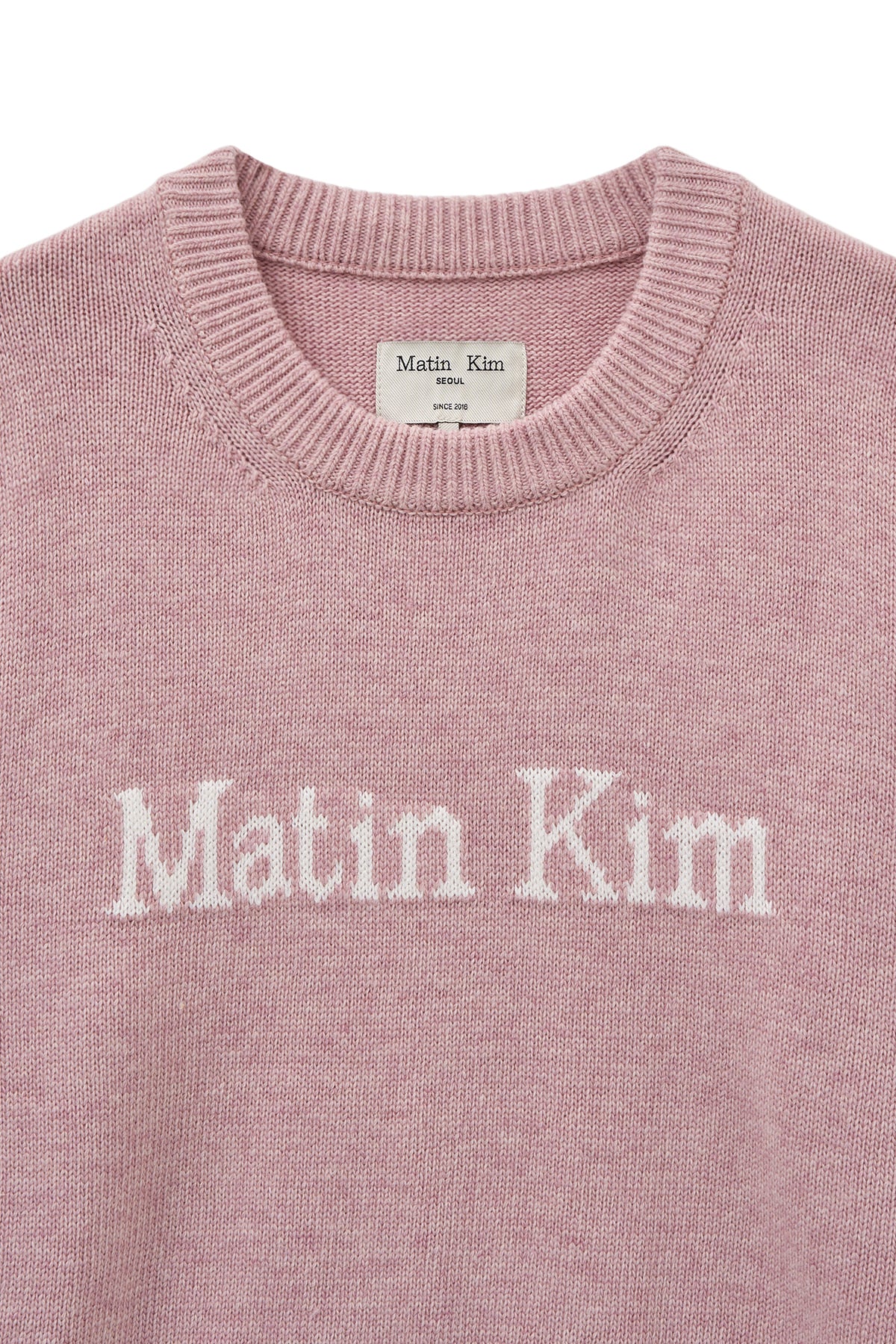 [matinkim] COLOR TRIM LINE LOGO PULLOVER IN PINK